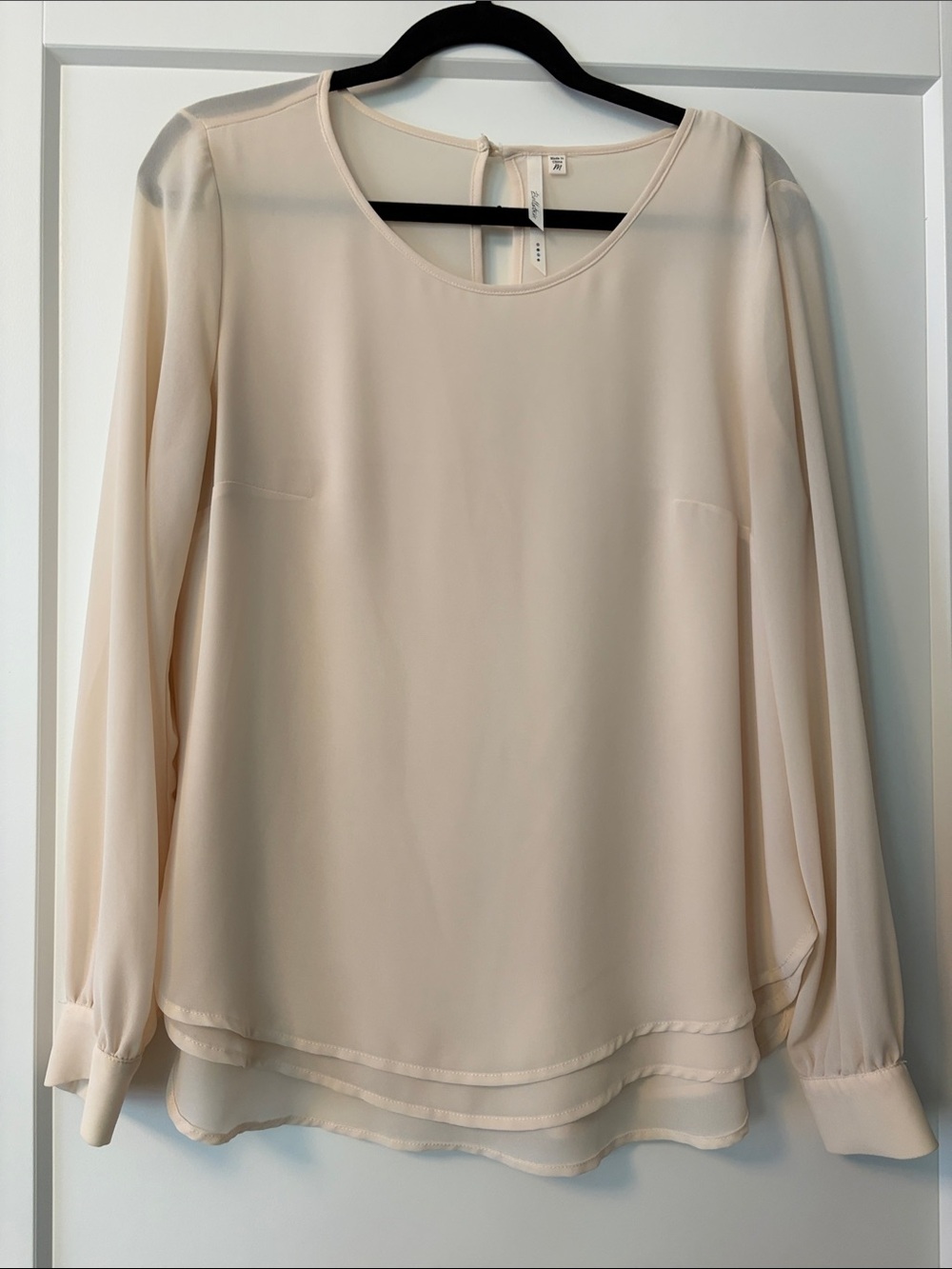 Bellatrix Sheer Layered Long-Sleeve Blouse - Cream